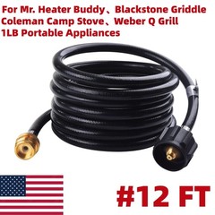 12FT QCC1/ Type 1 Propane Hose Adapter for Weber Q Blackstone Buddy Heater