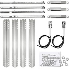 4 Burner Gas Grill Burner Tubes Heat Plates Igniters Crossover Kit Stainless