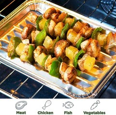 20-Pack 13″ × 8.6″ Food-Grade Aluminum Foil Disposable BBQ Grill Trays – Perfora