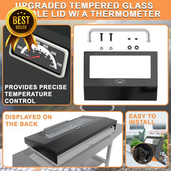 Blackstone 28″ Omnivore Griddle Hinged Lid Tempered Glass Hood with Thermometer