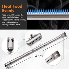 Grill Burner Heat Plate Shield Crossover Tube Igniter Kit 4 Burner 15 1/2 Inch