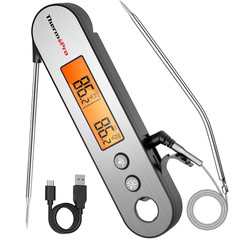 ThermoPro TP610 Digital Meat Thermometer for Cooking, Rechargeable Silver