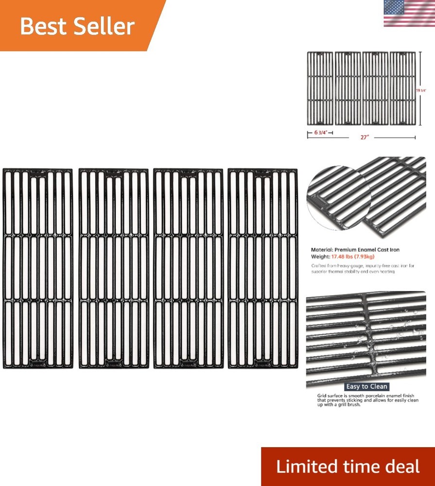 Porcelain Cast Iron Grill Grates for Chargriller – 19-3/4″ x 27″, 4-Pack