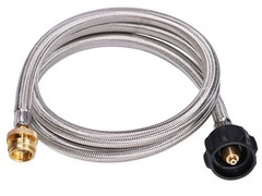 DOZYANT 5 Feet Stainless Steel Braided Propane Adapter Hose 1 5Feet, Silver