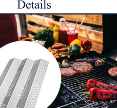 Grill Replacement Parts, 3 Pack Heat Plate Shield with 3 Pack Burner Gas Burner