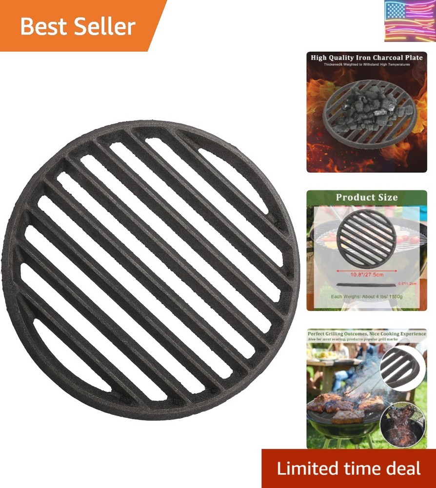 Cast Iron Bottom Fire Grate – 11 Inch Round BBQ Grill Grate Replacement, High…