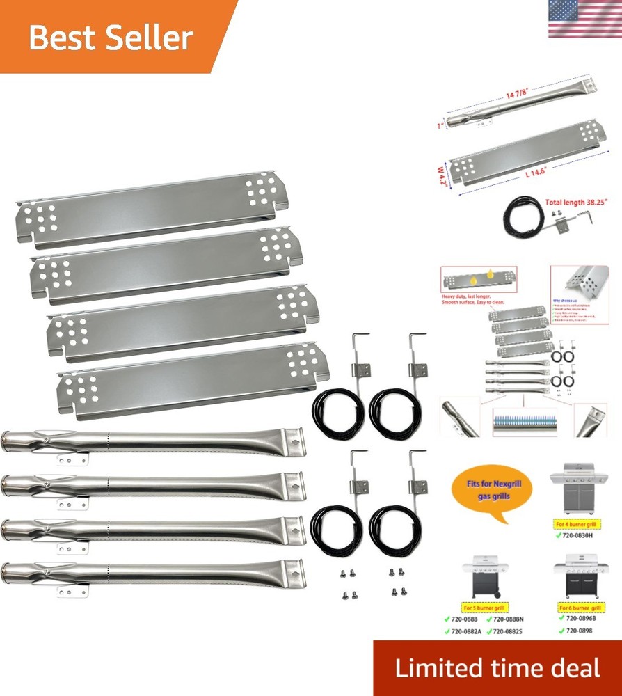 Ultimate Replacement Parts Set: 14 7/8″ Burner & 14.6″ Heat Plates for Nexgrill