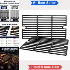 Cast Iron Cooking Grates 16.5 Inch 2 Pack Replacement For Gas Grill BBQ Grid
