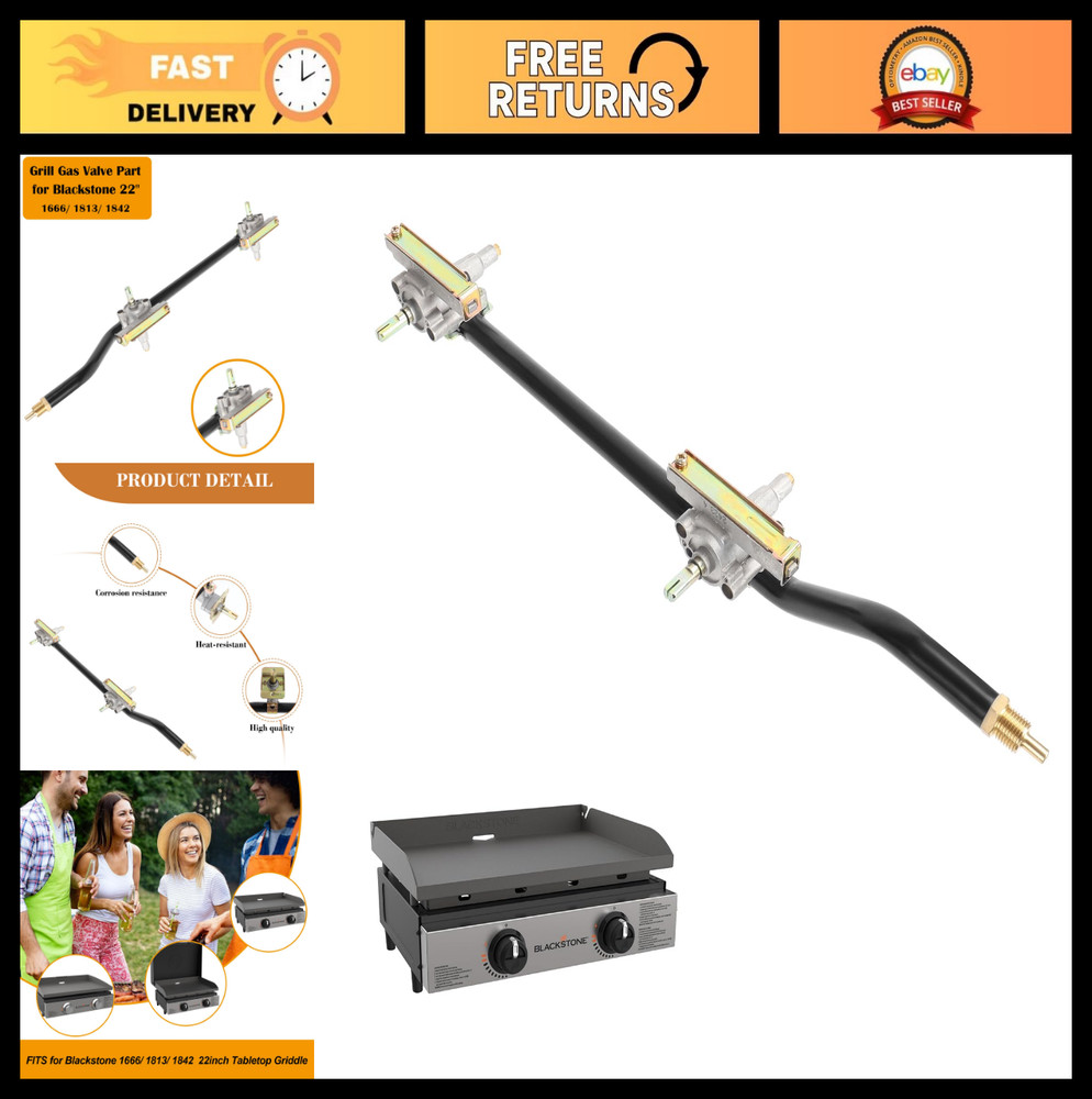 Replacement Griddle Burner Control Valve for 22″ Flat Top Gas Grill, BBQ Parts