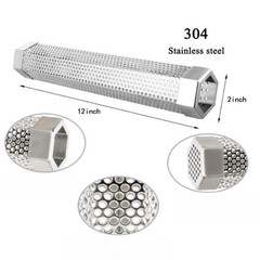 BBQ Pellet Tube 12 Inch Stainless Steel for Smoke Flavor with Brush and S Hook