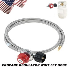 5FT 0-10 PSI Adjustable High Pressure Propane Regulator Hose 1/8″ Male Connector