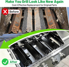 14.6″ L Grill Heat Plates 4 Pack, Porcelain Steel Gas BBQ Grill Burner Covers, H