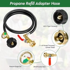 4FT / 48” Propane Tank Refill Adapter Extension Hose for 1LB Propane Gas Tanks