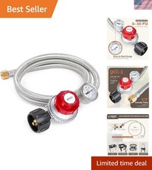Versatile 0-30 PSI Propane Regulator w/Gauge – Ideal for Turkey Fryer & Fire Pit