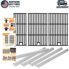 Upgrade with 17” Cast Iron Grates & Stainless Steel Heat Plates for Charbroil