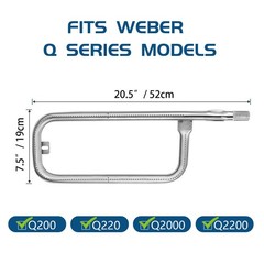 Burner Tube for Weber Q200, 41862 Replacement Grill Burner for Weber Q200, Q2…