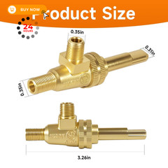 LEYURISE Gas Burner Valve 1/8″ Mpt X 3/8-27 Horizontal 3.26 inches, Yellow