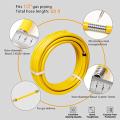 70Ft 1/2” Natural Gas Line Gas Tubing Pipe Kit for Construction Heaters NG Appl