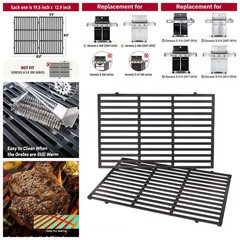 7524 7528 19.5″ Cast Iron Grill Grate Cooking Grate for Weber Genesis 300 Series