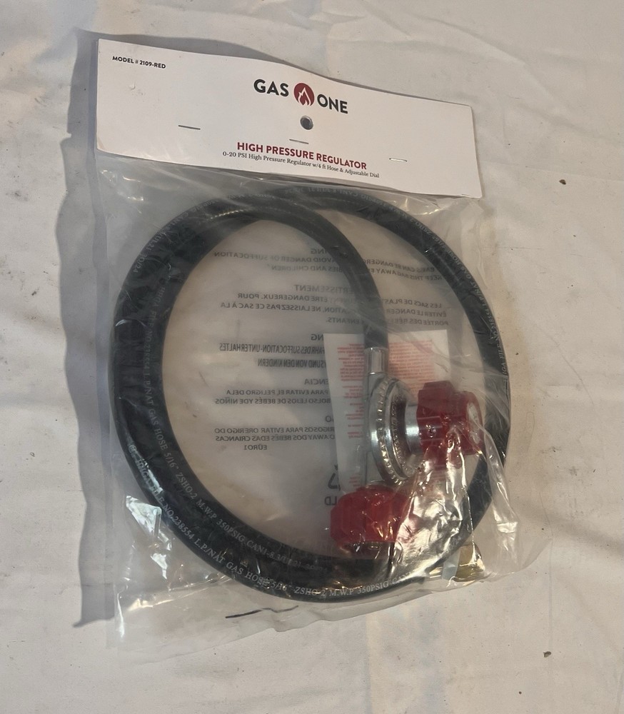 GASONE 2109-RED 4 ft HOSE HIGH PRESSURE 0-20 PSI ADJUSTABLE DIAL