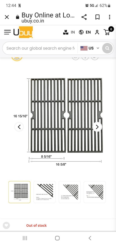 Votenli C6612C (2-Pack) 17″ Cast Iron Cooking Grid Grates Replacement for…