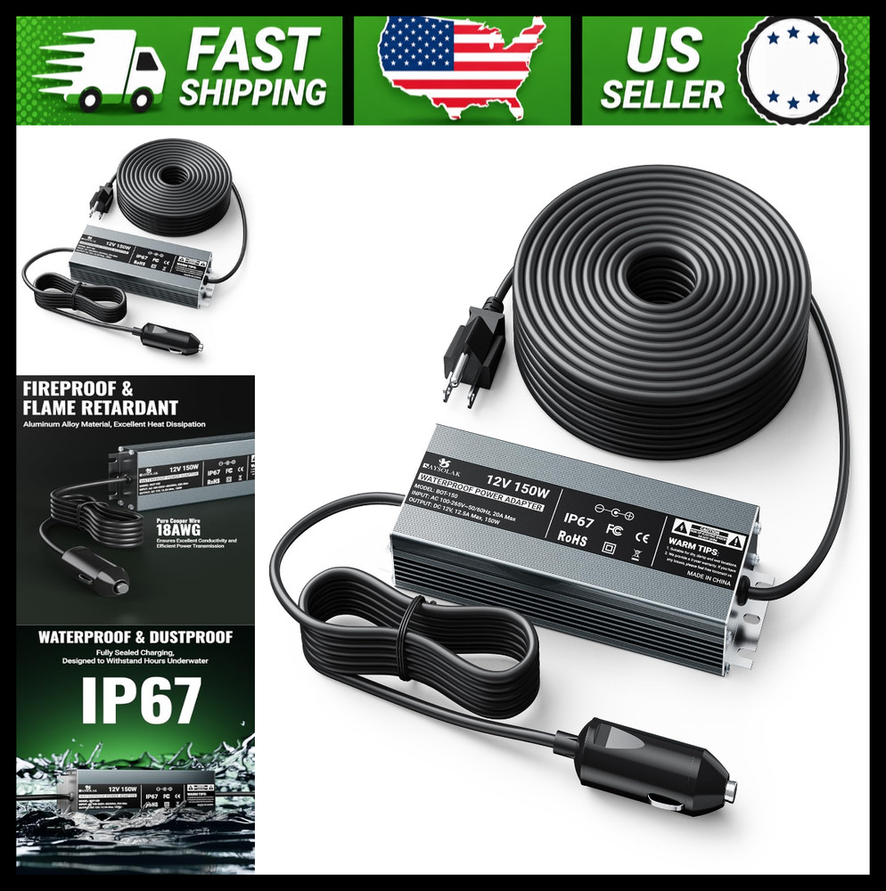 12V Waterproof Power Supply for Green Mountain Grill Replacement Adapter