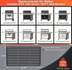 66089 66097 18.7″ Grill Grates for Weber Genesis 2 E-410/E-415/E-435, Grill…