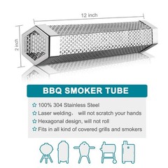 2pcs Smoker Tube 12in Pellet Smoker Tube Stainless Steel Smoke Tube for Hot or C