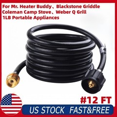 12FT Propane Hose Gas Pit Grill Hose and Regulator for LP BBQ Grill, 3/8″ Female