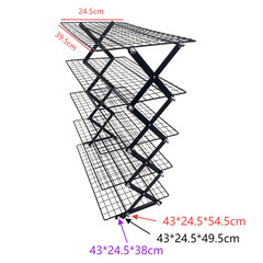 Black Silver 5 Tier Iron Spice Storage Rack with Foldable Cooling Grid