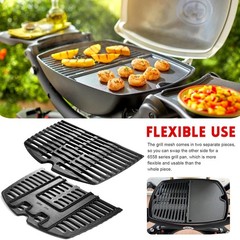 17″ x 12.7″ Cast Iron Grill Grates for Weber Q100 Q1200 Gas Grills – 2PCS Replac