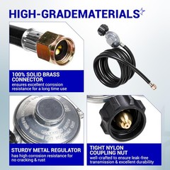 [CSA Certified] BlueStars 8FT Universal QCC1 Propane Regulator and Adapter Hose