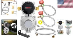 2-Stage Auto Changeover LP Propane Gas Regulator with 2×18″ Hoses & 4FT Assembly