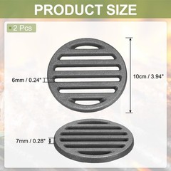 2 Pcs Cast Iron Fire Grate, 3.9″ Round BBQ Grill Grate Replacement High Heat …