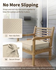 Outdoor Waterproof Cushion Covers for Patio Furniture 22 * 22 * 3 in 2Pcs, Ea…