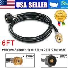 6FT QCC Propane Adapter Hose for Weber Q Gas Grill LP Tank 1lb to 20lb Converter