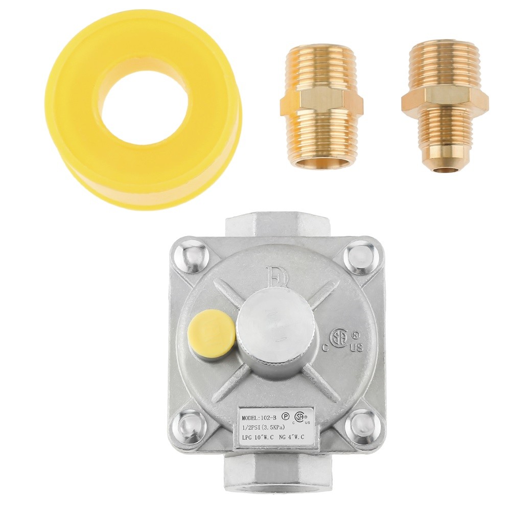 Natural Gas Grill Regulator with 2 Brass Fittings for NG and LPG Conversion