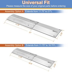 Universal Adjustable Heat Plate – Stainless Steel BBQ Flame Tamers, 3 Pack, 11.7