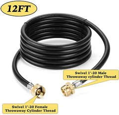 Propane Brass Tee Adapter Kit 4-Port Propane Brass Tee, 5ft &12ft Extension Hose