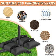 130LBS Extra Large Umbrella Base Weight Set of 2, Patio Fillable Sand Bags fo…