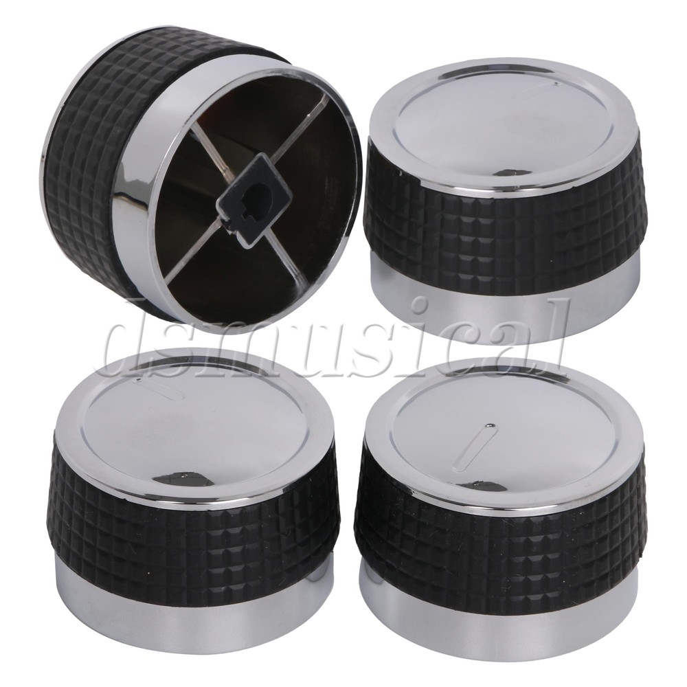 4x Gas Burner Control Knob Chrome Plastic Parts with D Shaped Valve Stem