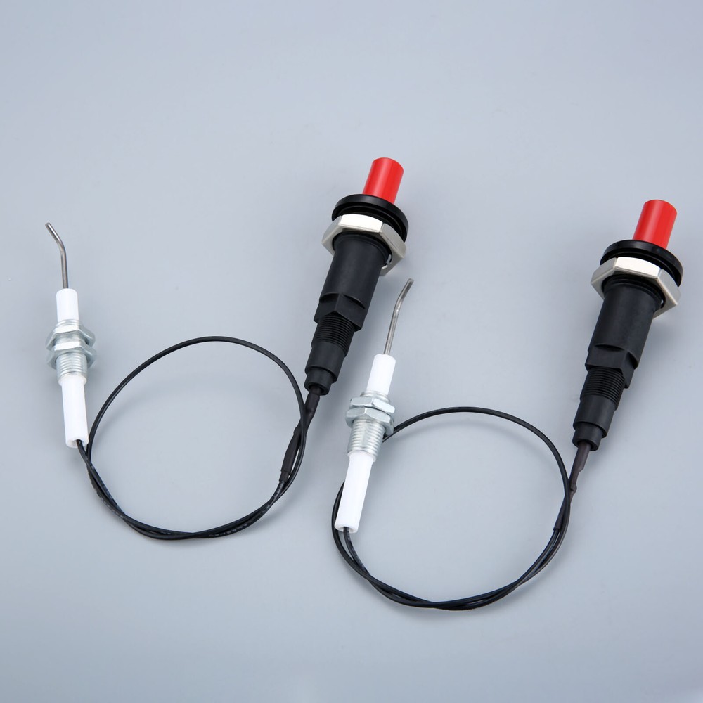 2X Piezo Spark Ignition Set Push Button With Cable 300mm For Gas Grill Oven BBQ