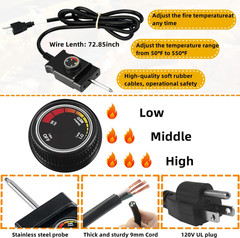 Upgrade 1650W Electric Smoker Heating Element Replacement Kit with Adjustable Th