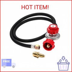 GASONE Propane Regulator – Brass Orifice 4 ft High Pressure 0-20 PSI Adjustable