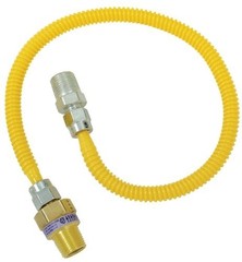 1/2″ MIP x 3/8″ MIP x 48″ Gas Connector, Durable Brass Construction, Flexible De