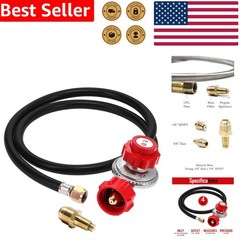 Durable Propane Regulator 4ft Hose High Pressure 0-20 PSI Adjustable Brass