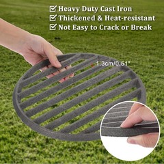 Cast Iron Bottom Fire Grate – 11 Inch Round BBQ Grill Grate Replacement, High…