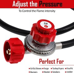 2109-RED 4 ft High Pressure 0-20 PSI Adjustable Regulator with Red QCC-1 Type…