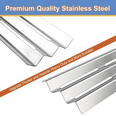Stainless Steel Grill Heat Plate Tent Shields for Gas Grills, 16.5″, Pack of 4
