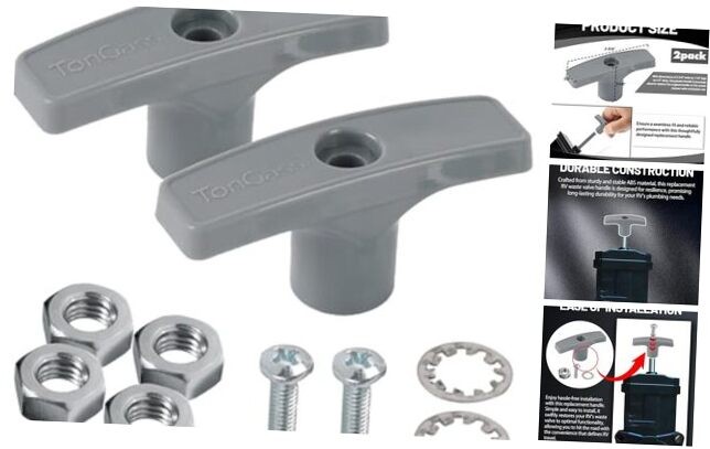 (2-Pack, Grey RV Waste Valve Handle Acrylonitrile Butadiene Styrene (ABS)